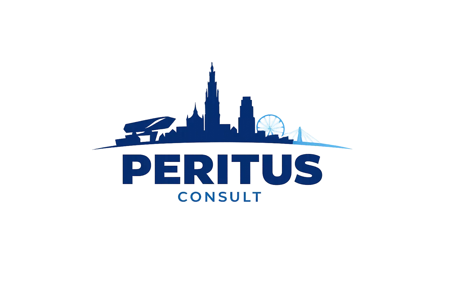 Peritus Consult met skyline van Antwerpen